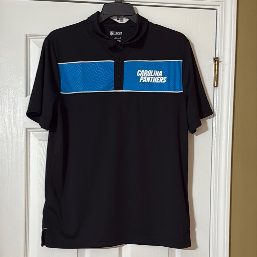 NWT Carolina Panthers Black and Blue Men's polo Shirt